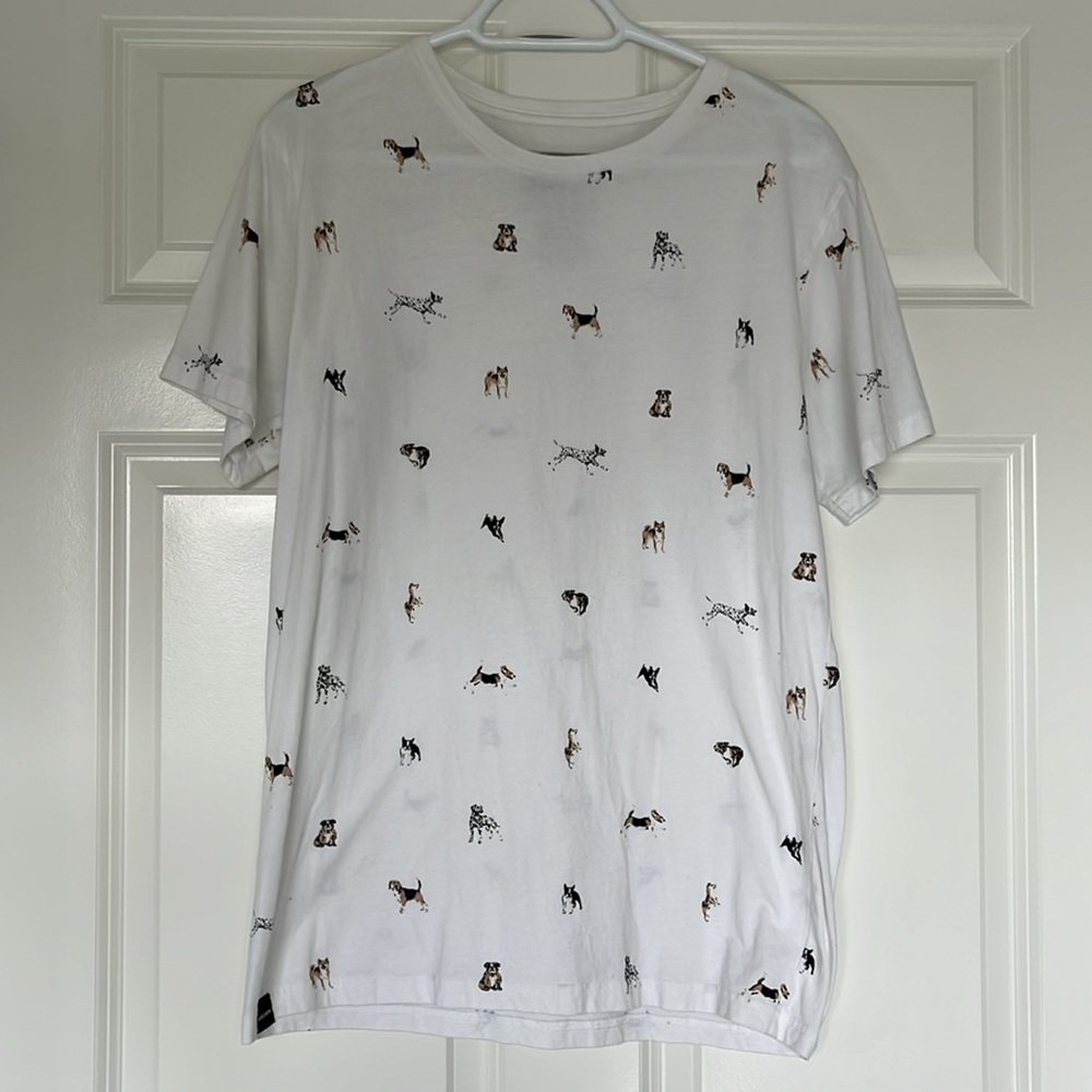 White T-Shirt with Dog Print